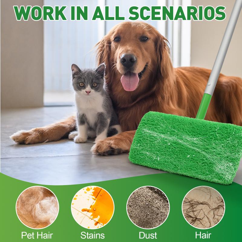 Microfiber Mop Pads Compatible with Swiffer Sweeper Mop Wet and Dry Flat mop Cover Replacement Reusable Sweeping pad Refills Handle Not Include