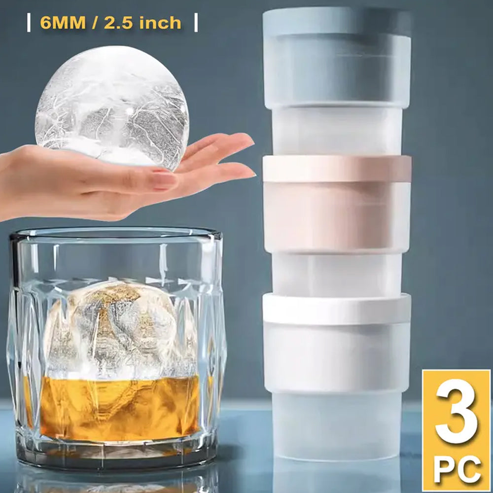 Ice Ball Maker Mold - Set of 3, Round Ice Cube Mold, 2.4 Inch Sphere Ice Cubes for Whiskey, Cocktails, Bourbon
