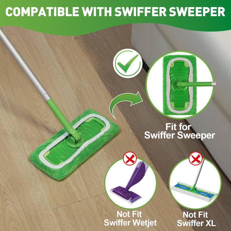 Microfiber Mop Pads Compatible with Swiffer Sweeper Mop Wet and Dry Flat mop Cover Replacement Reusable Sweeping pad Refills Handle Not Include