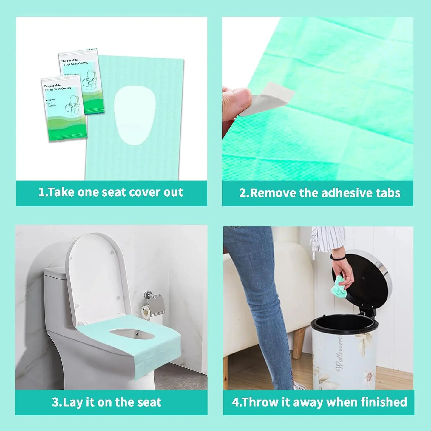 🚽20pcs Disposable Toilet Seat Covers, Toilet Seat Covers Disposable Travel Size 20pcs Disposable Toilet Seat Covers, Gentle Toilet Seat Protectors for Home Bathroom Hotel Salon, Bathroom Accessories, Adults and Kids Room Accessories.