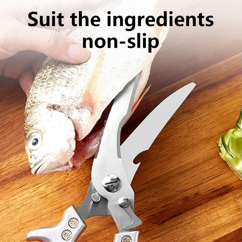 Professional Heavy-Duty Kitchen Shears with Slip Handle & Safety Lock, Stainless Steel, Dishwasher Safe, Meat Cutting, Turkey, Fish, Vegetables, Ergonomic Grip, Home Kitchenware