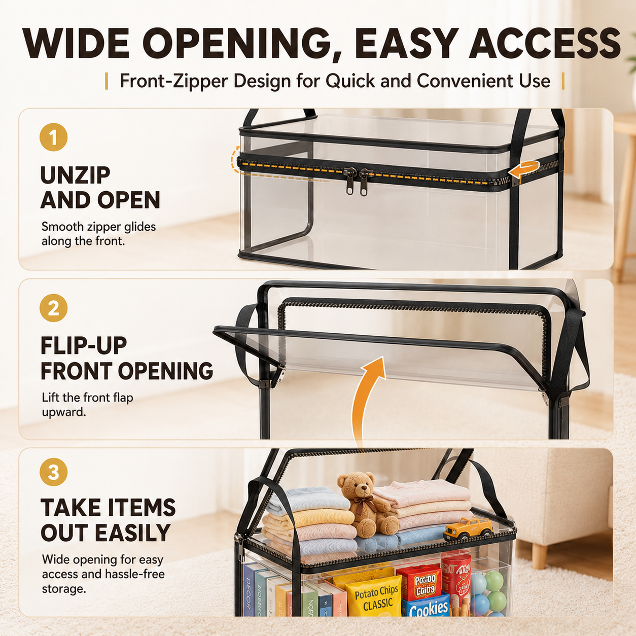 📦【Summervibes】Large Clear Thick Plastic Storage Box with Hinged Lid, Heavy-Duty Durable High Capacity Organizer, Perfect for Home, Camping, Travel, Attic and Moving