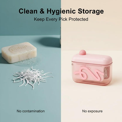 ✨Travel-sized storage case - features an automatic pop-up dispenser, portable and refillable, perfect for oral care at home, in restaurants, and while traveling