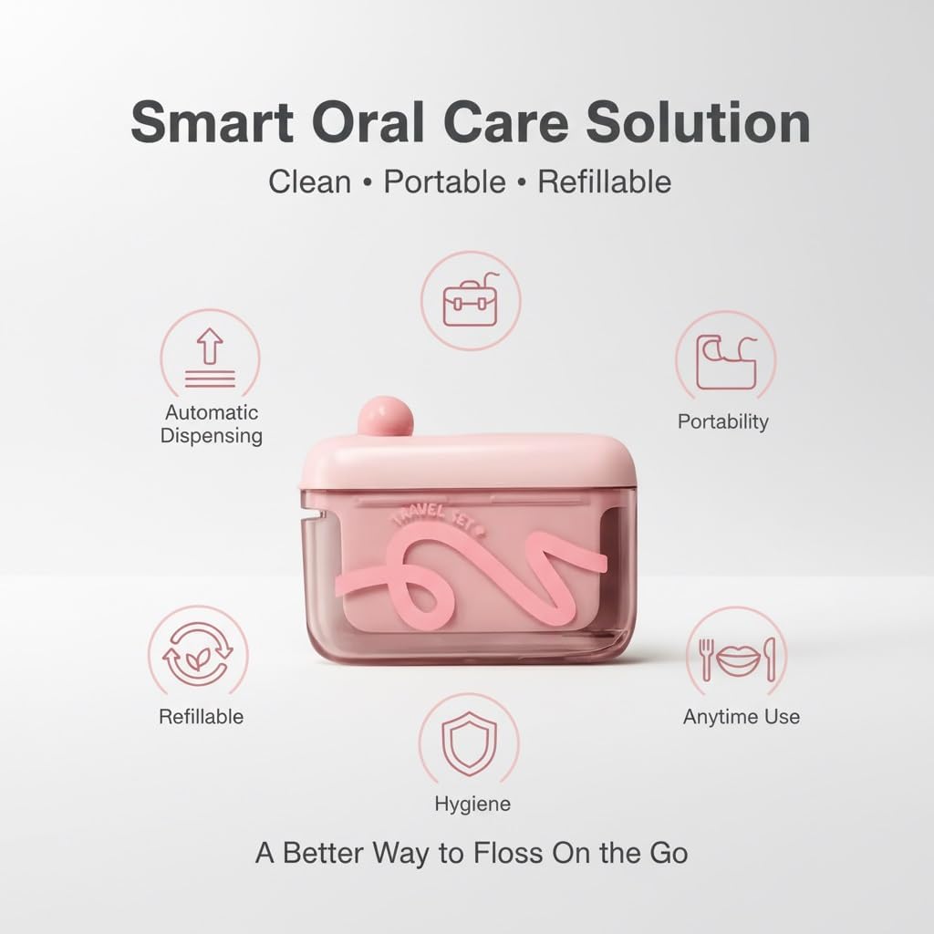 ✨Travel-sized storage case - features an automatic pop-up dispenser, portable and refillable, perfect for oral care at home, in restaurants, and while traveling
