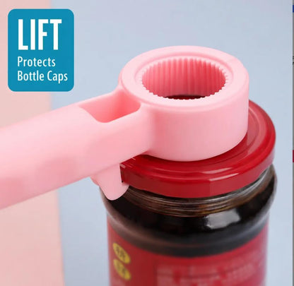 4‑in‑1 Multi‑Function Bottle & Jar Opener, Bunny‑Shaped Kitchen Gadget, Easy‑Grip Tool for Tight Jar, Bottle, Twist‑Cap and Pull‑Tab Cans (blue)