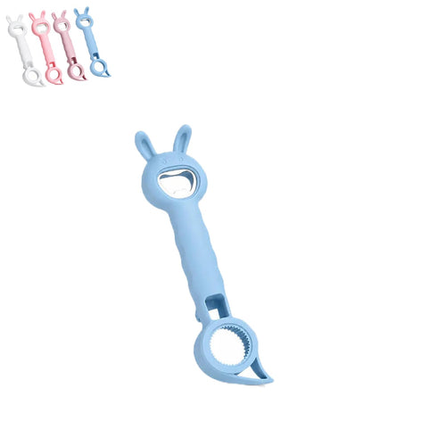 4‑in‑1 Multi‑Function Bottle & Jar Opener, Bunny‑Shaped Kitchen Gadget, Easy‑Grip Tool for Tight Jar, Bottle, Twist‑Cap and Pull‑Tab Cans (blue)