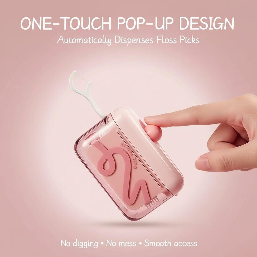 ✨Travel-sized storage case - features an automatic pop-up dispenser, portable and refillable, perfect for oral care at home, in restaurants, and while traveling