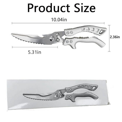 Professional Heavy-Duty Kitchen Shears with Slip Handle & Safety Lock, Stainless Steel, Dishwasher Safe, Meat Cutting, Turkey, Fish, Vegetables, Ergonomic Grip, Home Kitchenware