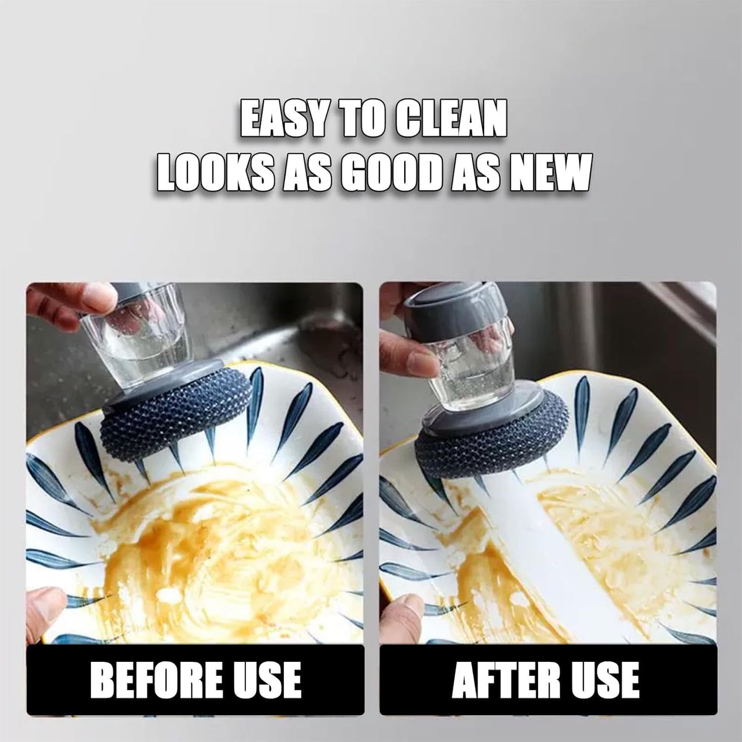 Automatic Liquid Filling Comfort Handle Soap Dispense Palm Brush for Kitchen Sink Pot Bowl Cleaning
