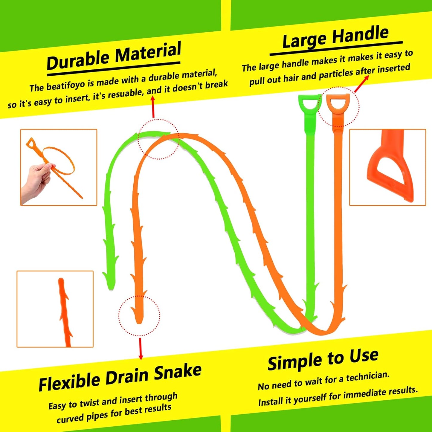 🚿Hair drainage tools, bathroom pipe unclogging tools, sewer plastic pipe cleaners, drainage tools, kitchen sink hoses Barbed Snake.