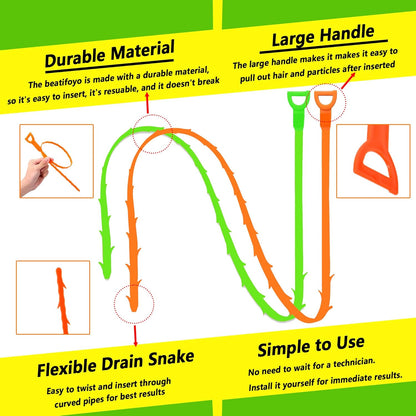 🚿Hair drainage tools, bathroom pipe unclogging tools, sewer plastic pipe cleaners, drainage tools, kitchen sink hoses Barbed Snake.
