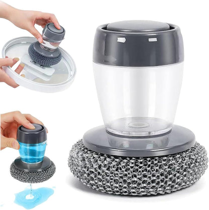 Automatic Liquid Filling Comfort Handle Soap Dispense Palm Brush for Kitchen Sink Pot Bowl Cleaning