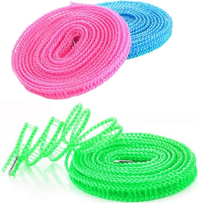 Foshine Clotheslines  1.64ft Length Clothes Drying Rope Portable Windproof 5m Clothesline for Camping Travel Indoor Outdoor Laundry Clothes Line