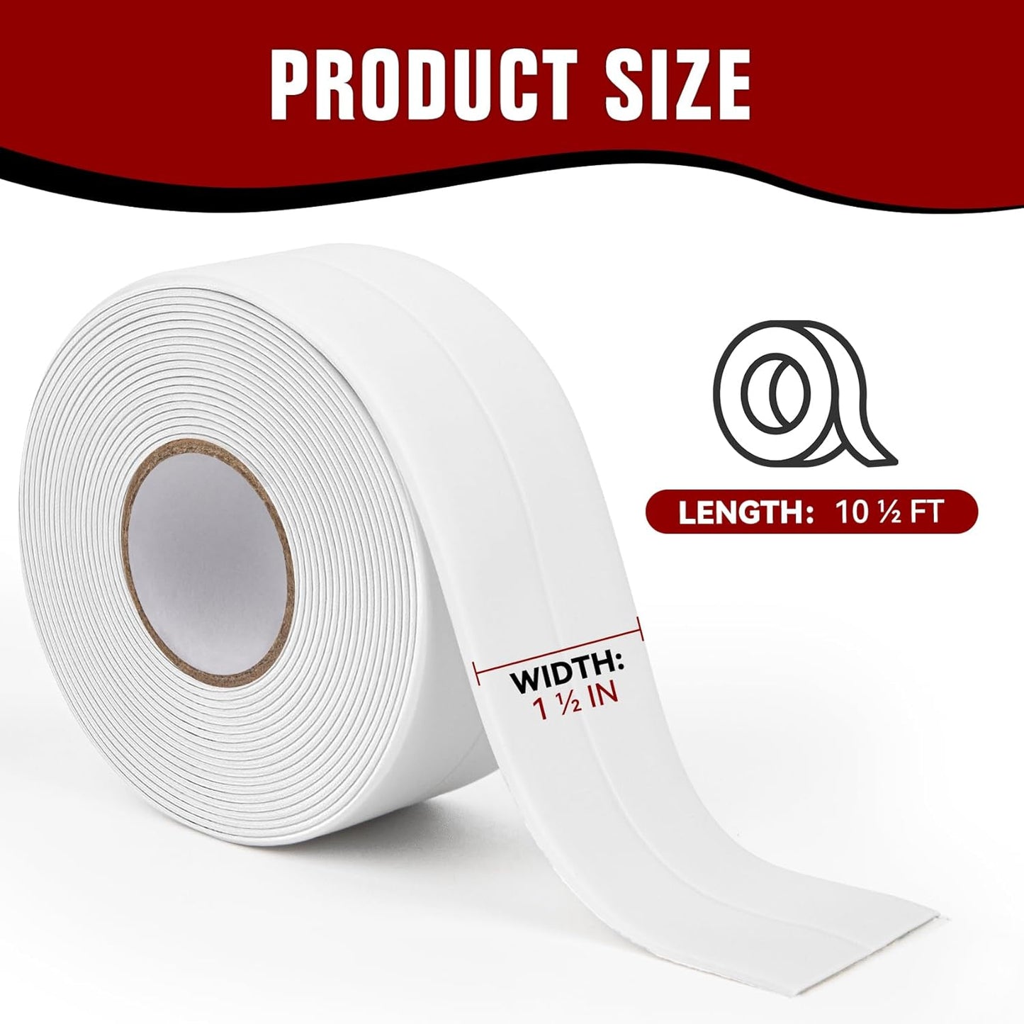 White Waterproof Caulk Tape 3.2m Self-Adhesive Sealing Tape for Bathroom Kitchen Sink Toilet Tub Edges Easy Application & Durability