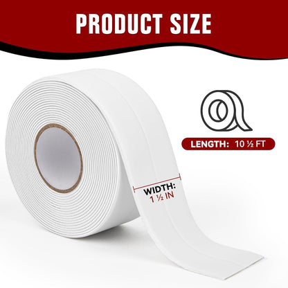 White Waterproof Caulk Tape 3.2m Self-Adhesive Sealing Tape for Bathroom Kitchen Sink Toilet Tub Edges Easy Application & Durability