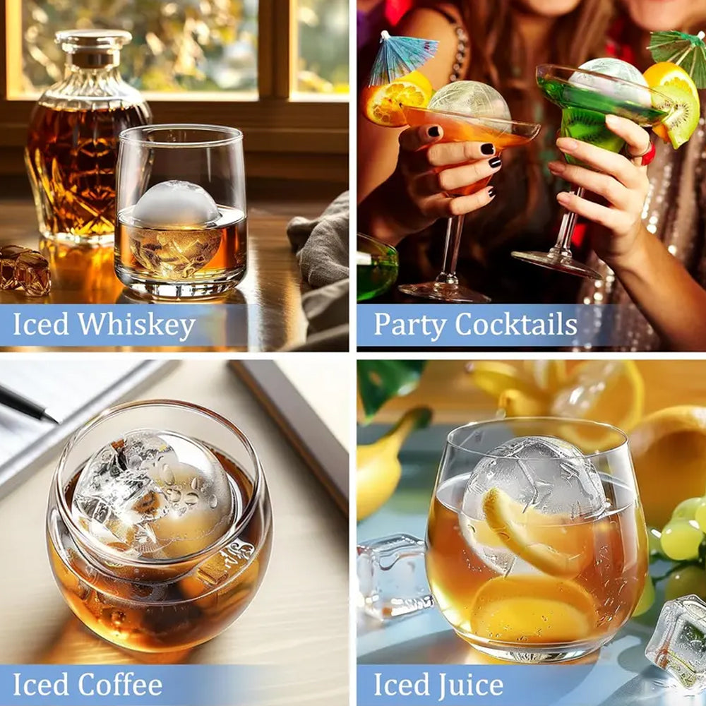 Ice Ball Maker Mold - Set of 3, Round Ice Cube Mold, 2.4 Inch Sphere Ice Cubes for Whiskey, Cocktails, Bourbon