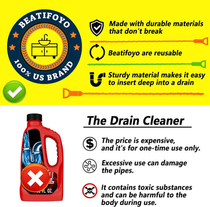 🚿Hair drainage tools, bathroom pipe unclogging tools, sewer plastic pipe cleaners, drainage tools, kitchen sink hoses Barbed Snake.
