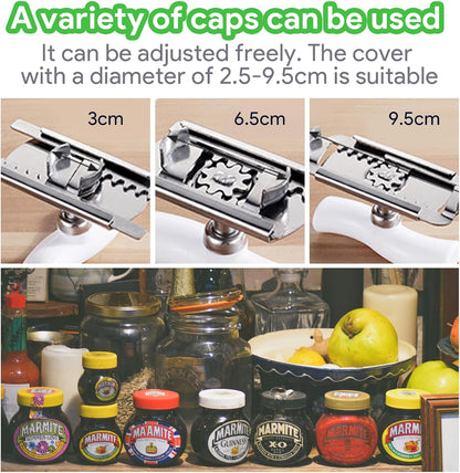 for Seniors with Arthritis, Bottle Opener for Weak Hands, Kitchen Gadget With Lid Opener Tool, Adjustable Grip Stainless Steel for Opening, Fits 1-4 Inch