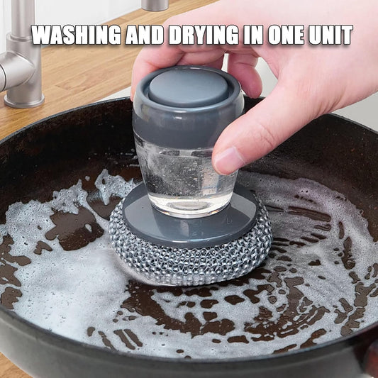 Automatic Liquid Filling Comfort Handle Soap Dispense Palm Brush for Kitchen Sink Pot Bowl Cleaning