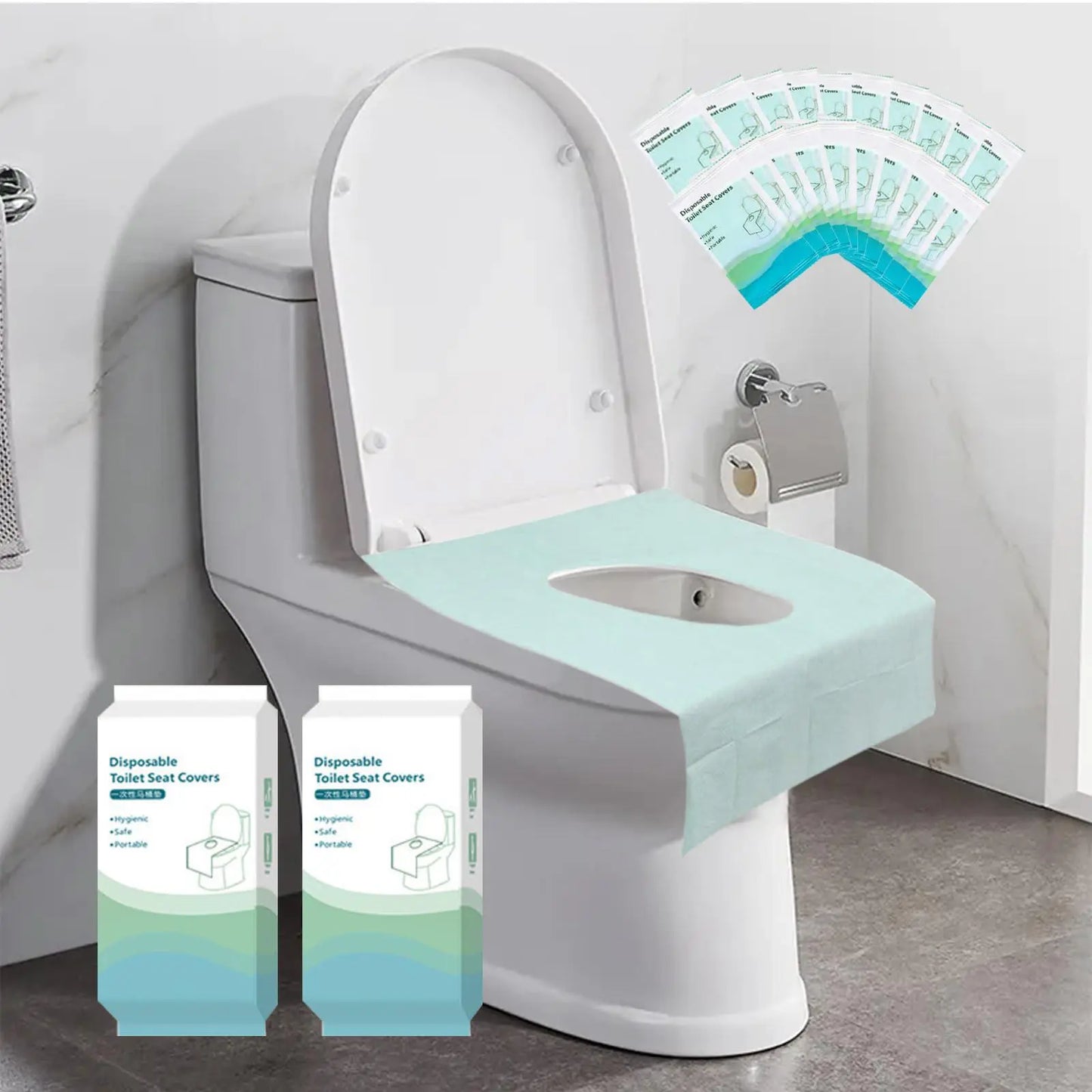 🚽20pcs Disposable Toilet Seat Covers, Toilet Seat Covers Disposable Travel Size 20pcs Disposable Toilet Seat Covers, Gentle Toilet Seat Protectors for Home Bathroom Hotel Salon, Bathroom Accessories, Adults and Kids Room Accessories.