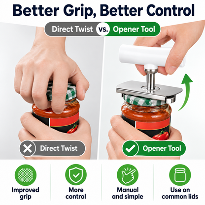 Adjustable Bottle & Jar Opener, Easy-Grip Stainless Steel Kitchen Opening Tool for 1–4 Inch Lids