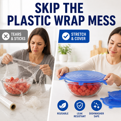 [DealsForYouDays] Universal Reusable Silicone Lids – 6-Pack Self-Sealing Food Covers for Various Container Sizes