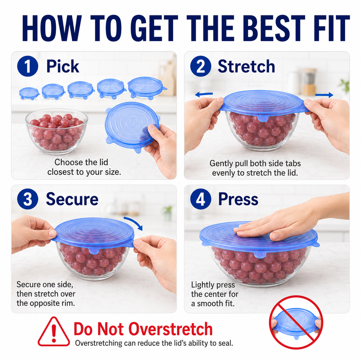 [DealsForYouDays] Universal Reusable Silicone Lids – 6-Pack Self-Sealing Food Covers for Various Container Sizes