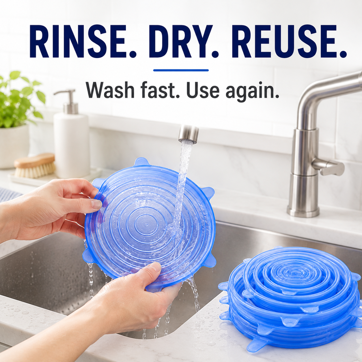 [DealsForYouDays] Universal Reusable Silicone Lids – 6-Pack Self-Sealing Food Covers for Various Container Sizes