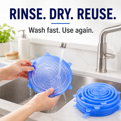 [DealsForYouDays] Universal Reusable Silicone Lids – 6-Pack Self-Sealing Food Covers for Various Container Sizes