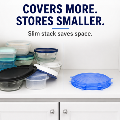 [DealsForYouDays] Universal Reusable Silicone Lids – 6-Pack Self-Sealing Food Covers for Various Container Sizes