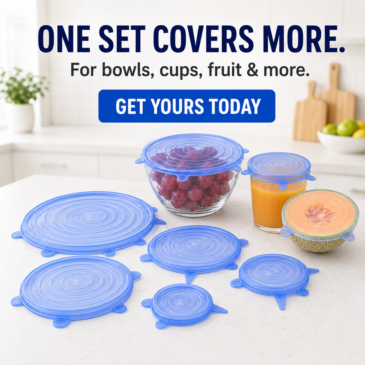 [DealsForYouDays] Universal Reusable Silicone Lids – 6-Pack Self-Sealing Food Covers for Various Container Sizes