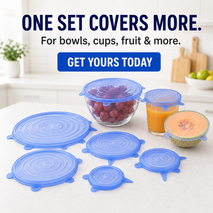 [DealsForYouDays] Universal Reusable Silicone Lids – 6-Pack Self-Sealing Food Covers for Various Container Sizes
