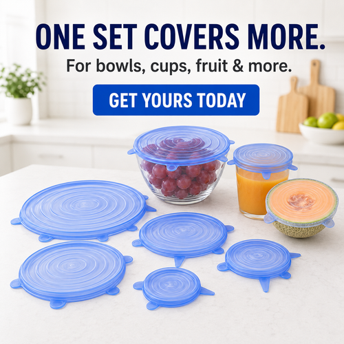 [DealsForYouDays] Universal Reusable Silicone Lids – 6-Pack Self-Sealing Food Covers for Various Container Sizes