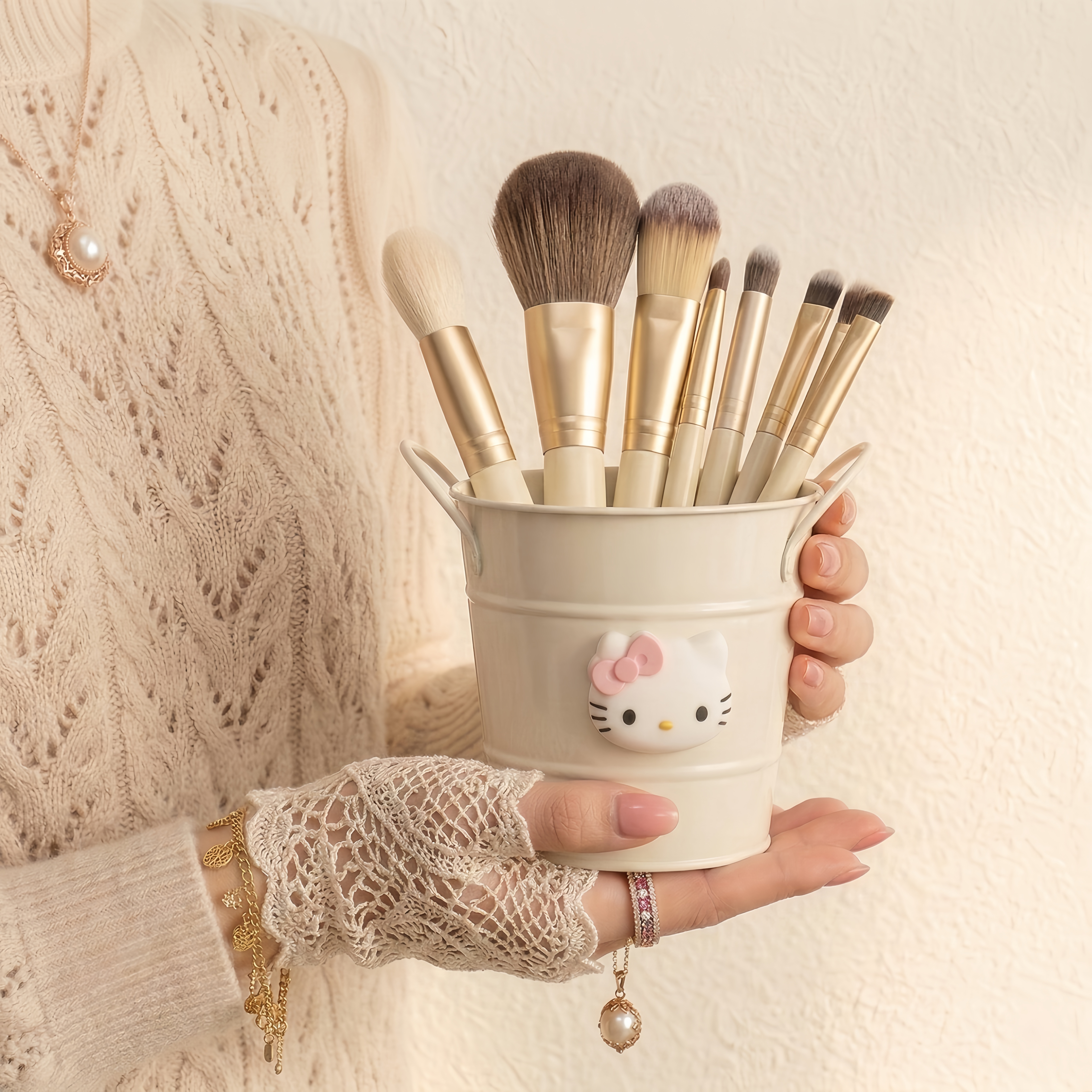 White Bucket + Pink Cat