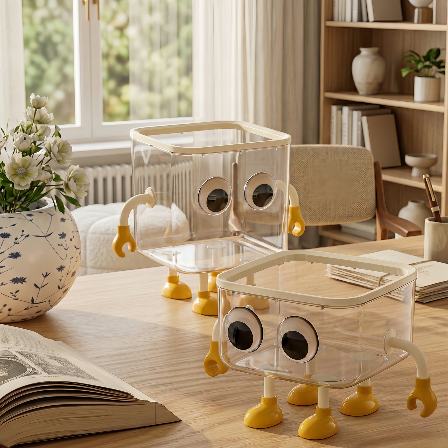 Cute Transparent Desktop Storage Bin