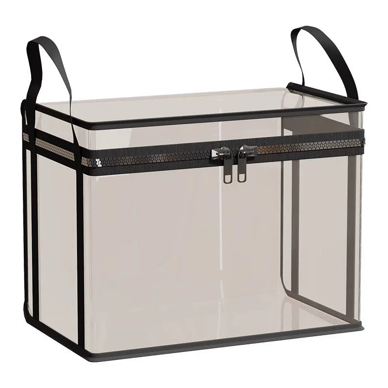 📦【Summervibes】Large Clear Thick Plastic Storage Box with Hinged Lid, Heavy-Duty Durable High Capacity Organizer, Perfect for Home, Camping, Travel, Attic and Moving