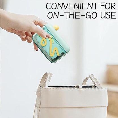 ✨Travel-sized storage case - features an automatic pop-up dispenser, portable and refillable, perfect for oral care at home, in restaurants, and while traveling