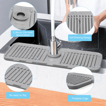 Large Extended Size Kitchen Drain Board with 5 Degree Slope for Self-Draining - Non-Slip Silicone Material