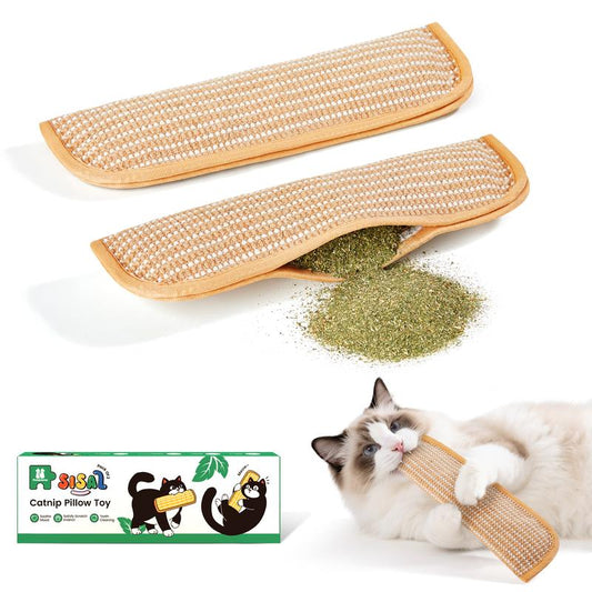 🌿Interactive Catnip Chew Toy with [6000mg A+ Organic Catnip], Soft Sisal Material Scratching and Kicker Cat Toys for Indoor Kittens, Drives Bored Cats Crazy with Fun