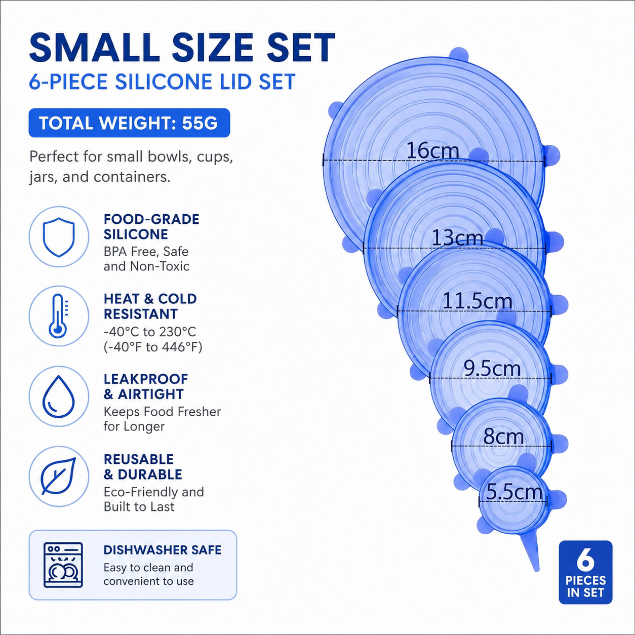 [DealsForYouDays] Universal Reusable Silicone Lids – 6-Pack Self-Sealing Food Covers for Various Container Sizes
